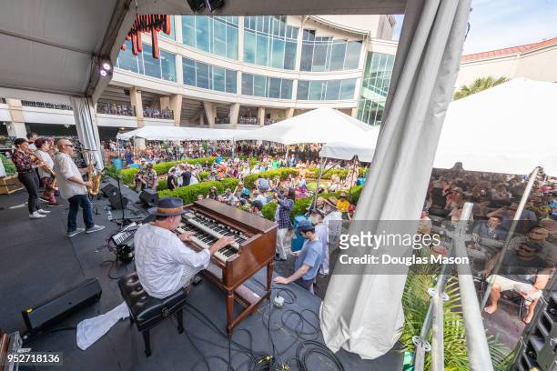 The New Orleans Klezmer Allstars perform on the Lagniappe stage during the New Orleans Jazz & Heritage Festival 2018 at Fair Grounds Race Course on...