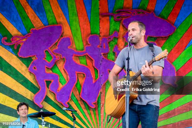 Jack Johnson performs during the New Orleans Jazz & Heritage Festival at Fair Grounds Race Course on April 28, 2018 in New Orleans, Louisiana.
