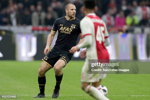 Ron Vlaar of AZ Alkmaar during the Dutch Eredivisie match between Ajax v AZ Alkmaar at the Johan Cruijff Arena on April 29, 2018 in Amsterdam...