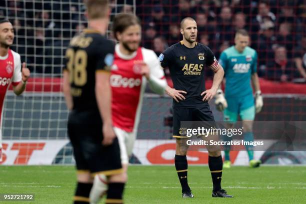 Ron Vlaar of AZ Alkmaar during the Dutch Eredivisie match between Ajax v AZ Alkmaar at the Johan Cruijff Arena on April 29, 2018 in Amsterdam...