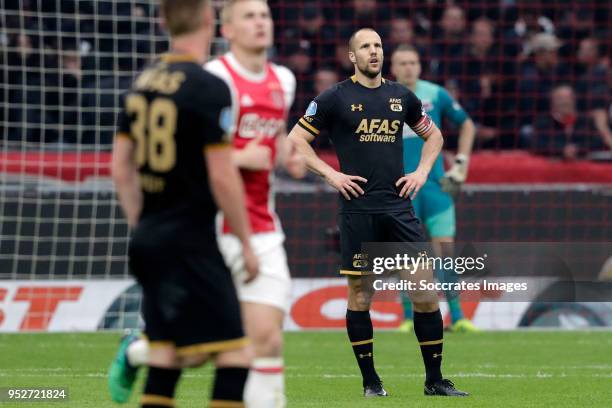 Ron Vlaar of AZ Alkmaar during the Dutch Eredivisie match between Ajax v AZ Alkmaar at the Johan Cruijff Arena on April 29, 2018 in Amsterdam...