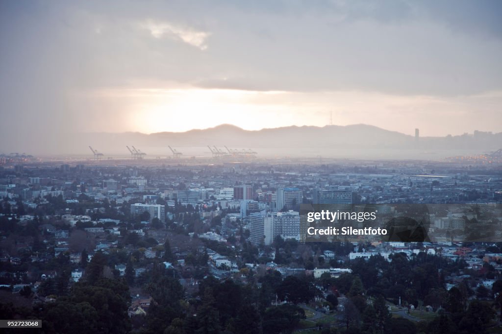 Sunlight Caught Under Impending Storm Clouds, Oakland, California