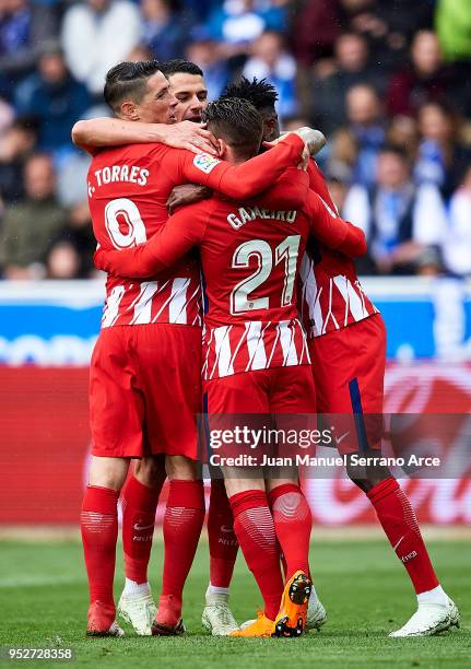 Kevin Gameiro of Atletico Madrid celebrates after scoring goal during the La Liga match between Deportivo Alaves and Atletico Madrid at Mendizorroza...