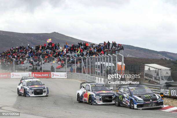 Johan KRISTOFFERSSON in Volkswagen Polo R of PSRX Volkswagen Sweden , Andreas BAKKERUD in Audi Sl of EKS Audi Sport and Mattias EKSTROM in Audi Sl of...