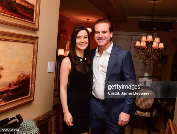 Jed Weinstein and guest attend a cocktail reception at Tim Gunn's Manhattan apartment to support Fencing In The Schools on April 28, 2018 in New York...