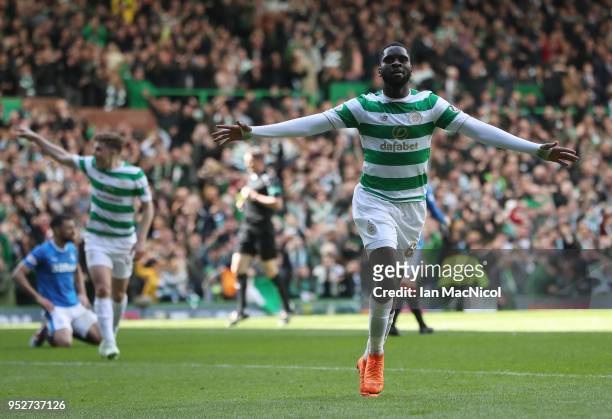 Odsonne Edouard of Celtic celebrates after he scores his team's second goal during the Scottish Premier League match between Celtic and Rangers at...
