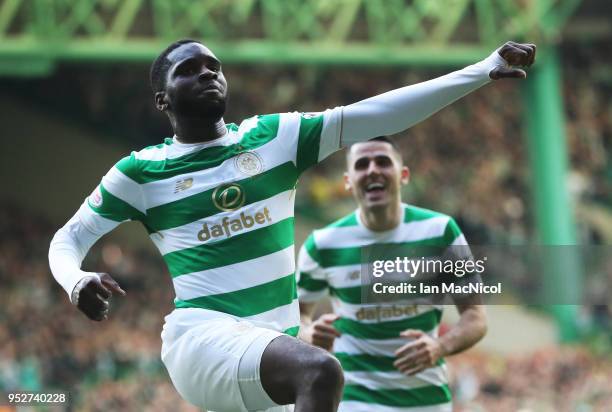 Odsonne Edouard of Celtic celebrates after he scores his team's second goal during the Scottish Premier League match between Celtic and Rangers at...