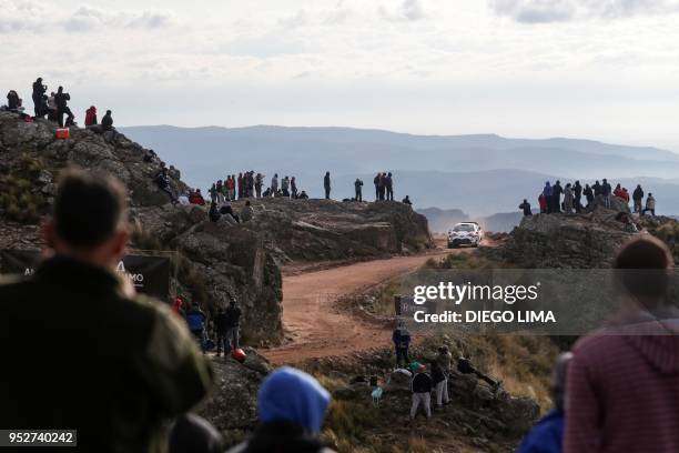 Finnish driver Esapekka Lappi steers his Toyota Yaris WRC with his compatriot co-driver co-driver Janne Ferm, in the Argentine province of Cordoba,...