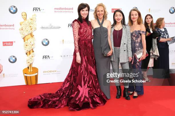 Kim Riedle, Juliane Koehler and guests during the Lola - German Film Award red carpet at Messe Berlin on April 27, 2018 in Berlin, Germany.