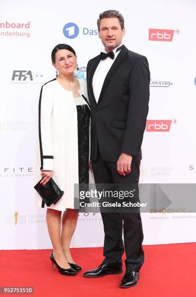 Dieter Bach and guest during the Lola - German Film Award red carpet at Messe Berlin on April 27, 2018 in Berlin, Germany.