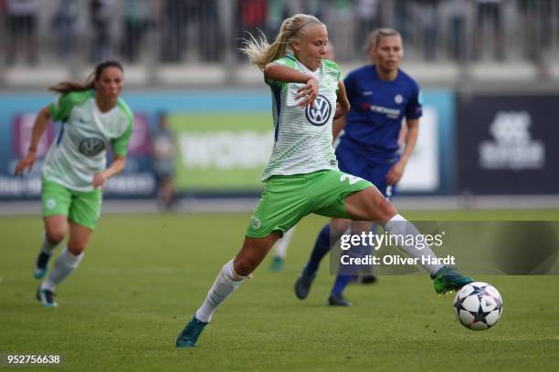 Pernille Harder of Wolfsburg in action during the Women's UEFA Champions League semi final second leg match between VfL Wolfsburg and FC Chelsea at...