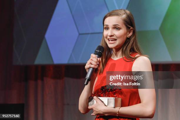 German actress and award winner during the New Faces Award Film at Spindler & Klatt on April 26, 2018 in Berlin, Germany.