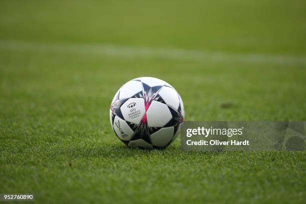 General view from the official ball during the Women's UEFA Champions League semi final second leg match between VfL Wolfsburg and FC Chelsea at AOK...