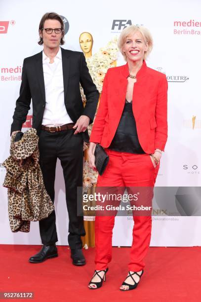 Katja Eichinger and Moritz von den Groeben during the Lola - German Film Award red carpet at Messe Berlin on April 27, 2018 in Berlin, Germany.