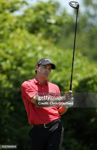 Kevin Kisner plays his shot from the second tee during the final round of the Zurich Classic at TPC Louisiana on April 29, 2018 in Avondale,...