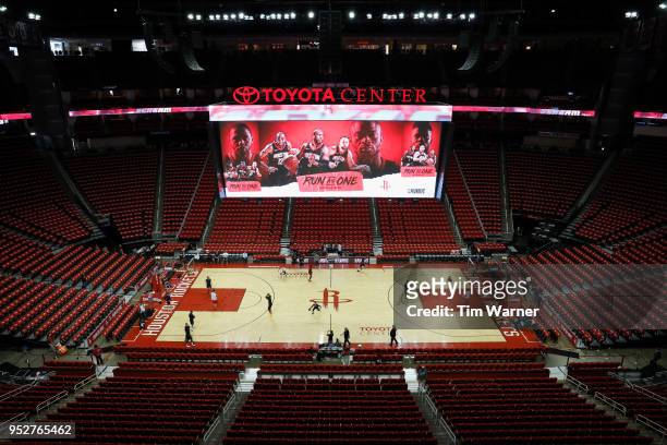 General view of the arena before Game One of the Western Conference Semifinals of the 2018 NBA Playoffs between the Houston Rockets and the Utah Jazz...