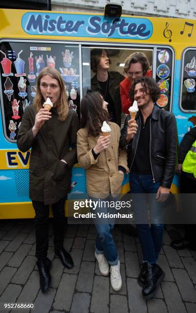 Blossoms band members Tom Ogden, Joe Donovan, Myles Kellock, Josh Dewhurst and Charlie Salt launch their new album, Cool Like You by handing oout ice...