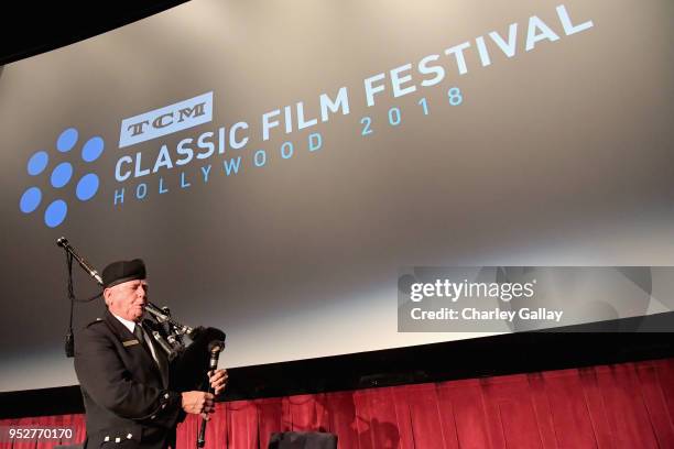 Bagpipers performs onstage at the screening of 'Tunes of Glory' during day 4 of the 2018 TCM Classic Film Festival on April 29, 2018 in Hollywood,...