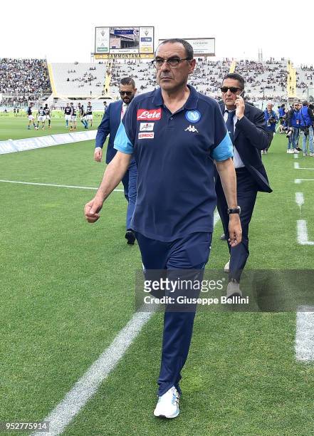 Maurizio Sarri head coach of SSC Napoli prior the Serie A match between ACF Fiorentina and SSC Napoli at Stadio Artemio Franchi on April 29, 2018 in...