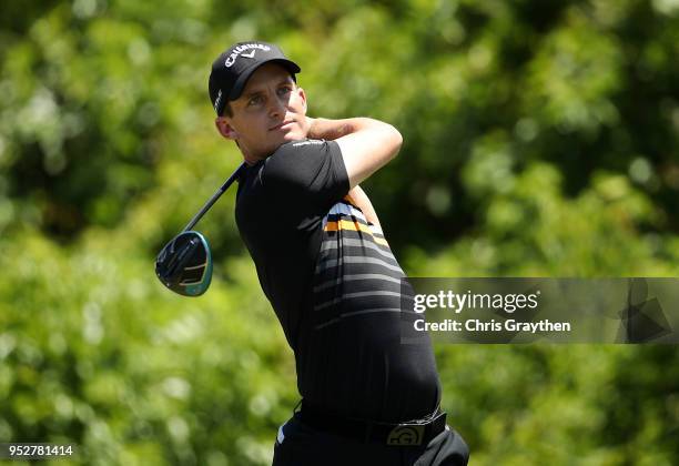 Chris Paisley of England plays his shot from the second tee during the final round of the Zurich Classic at TPC Louisiana on April 29, 2018 in...