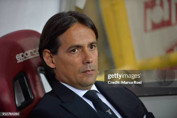 Lazio head coach Simone Inzaghi during the serie A match between Torino FC and SS Lazio at Stadio Olimpico di Torino on April 29, 2018 in Turin,...