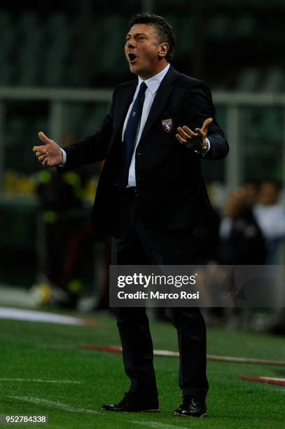 Torino Fc head coach Walter Mazzarri during the serie A match between Torino FC and SS Lazio at Stadio Olimpico di Torino on April 29, 2018 in Turin,...