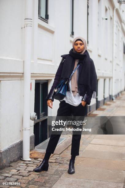 Model Amina Adan at Copenhagen Fashion Week Autumn/Winter 18 on February 01, 2018 in Copenhagen, Denmark..
