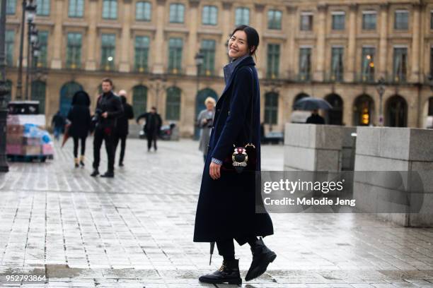 Chinese supermodel Liu Wen after the Schiaparelli show on January 22, 2018 in Paris, France.