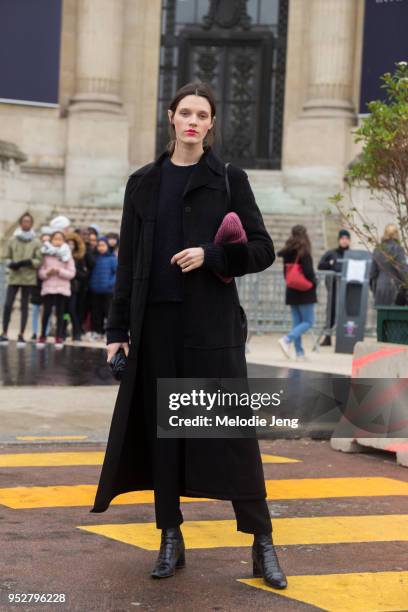 Model Leila Goldkuhl after the Chanel show on January 23, 2018 in Paris, France.