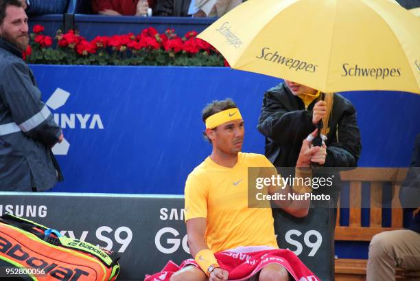 Rafa Nadal during the match against Stefanos Tsitsipas during the final of the Barcelona Open Banc Sabadell, on 29th April 2018 in Barcelona, Spain....