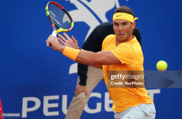 Rafa Nadal during the match against Stefanos Tsitsipas during the final of the Barcelona Open Banc Sabadell, on 29th April 2018 in Barcelona, Spain....