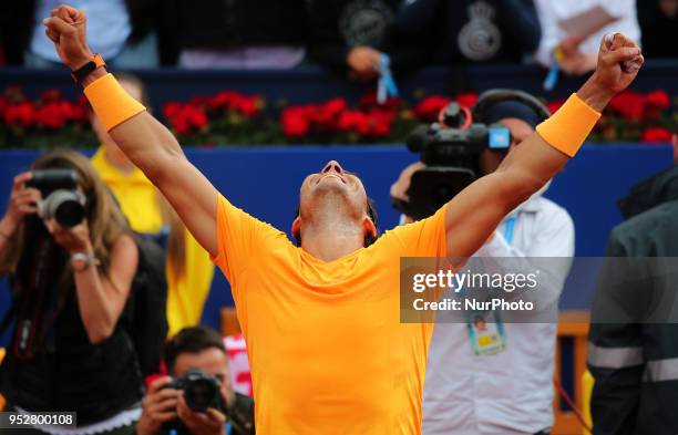 Rafa Nadal during the match against Stefanos Tsitsipas during the final of the Barcelona Open Banc Sabadell, on 29th April 2018 in Barcelona, Spain....