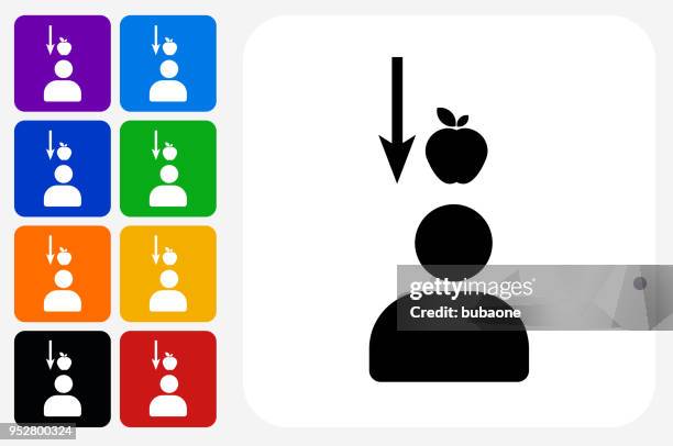 gravity apple icon square button set - apple falling stock illustrations