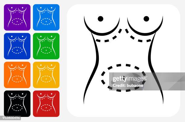 plastic surgery icon square button set - plastic surgery stock illustrations