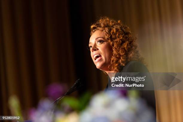 Comedian Michelle Wolf entertains guests at the White House Correspondents' Association dinner at The Washington Hilton in Washington, D.C., on...
