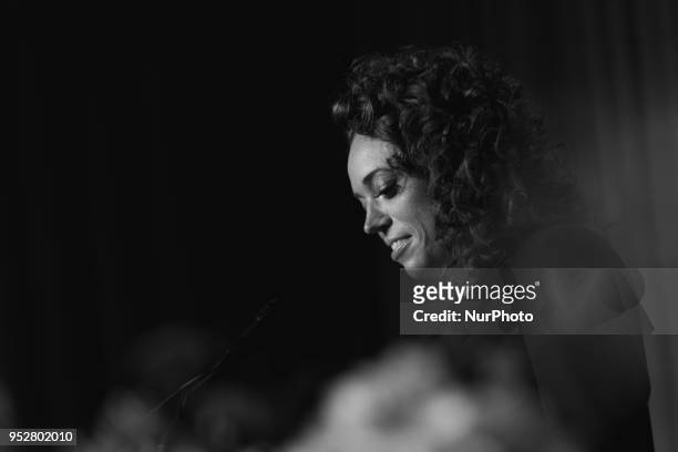 Comedian Michelle Wolf entertains guests at the White House Correspondents' Association dinner at The Washington Hilton in Washington, D.C., on...