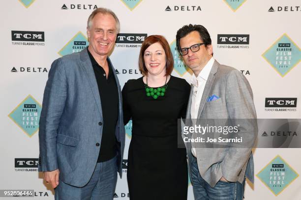 Keith Carradine, TCM VP, Brand Activation & Partnership Genevieve McGillicuddy, and TCM host Ben Mankiewicz attend the screening of 'Woman of the...