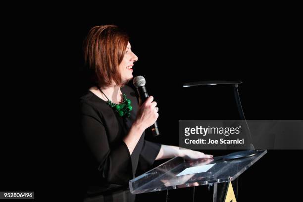 Brand Activation & Partnership Genevieve McGillicuddy speaks onstage at the screening of 'Woman of the Year' during day 4 of the 2018 TCM Classic...