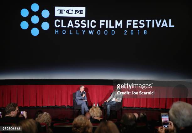 Keith Carradine and TCM host Ben Mankiewicz speak onstage at the screening of 'Woman of the Year' during day 4 of the 2018 TCM Classic Film Festival...