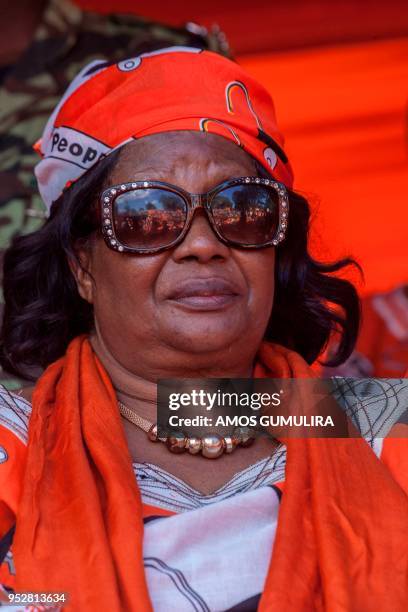 Former Malawian President Joyce Banda attends a political rally for the People's Party in her home town a day after her return from a self imposed...