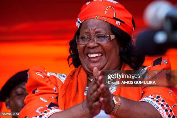 Former Malawian President Joyce Banda attends a rally for the People's Party in her home town a day after her return from a self imposed exile on...