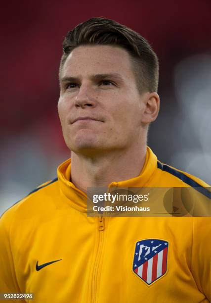 April 26: Kevin Gameiro of Atletico Madrid during the UEFA Europa League semi-final 1st Leg match between Arsenal FC and Atletico Madrid at the...