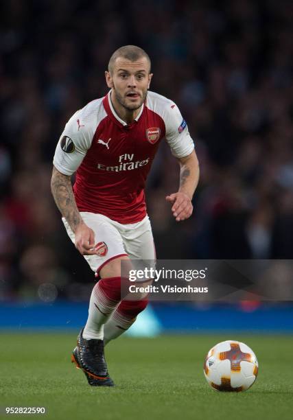 April 26: Jack Wilshere of Arsenal during the UEFA Europa League semi-final 1st Leg match between Arsenal FC and Atletico Madrid at the Emirates...