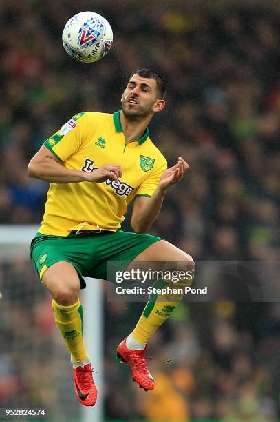 Nelson Oliveira of Norwich City during the Sky Bet Championship match between Norwich City and Leeds United at Carrow Road on April 28, 2018 in...