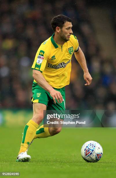 Wes Hoolahan of Norwich City during the Sky Bet Championship match between Norwich City and Leeds United at Carrow Road on April 28, 2018 in Norwich,...