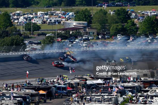 Kyle Busch, driver of the M&M's Flavor Vote Toyota, Clint Bowyer, driver of the Haas Automation Demo Day Ford, Brad Keselowski, driver of the Snap On...