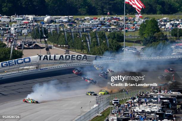 Kyle Busch, driver of the M&M's Flavor Vote Toyota, Clint Bowyer, driver of the Haas Automation Demo Day Ford, Brad Keselowski, driver of the Snap On...