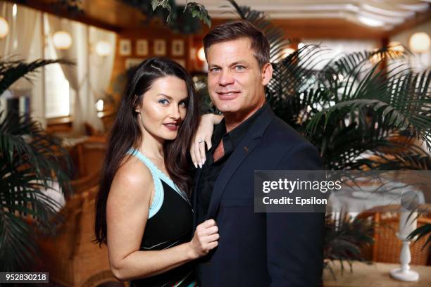Actor Casper Van Dien and girlfriend Jennifer Wenger attend a party to celebrate the end of 'Oracle' filming at the 'Angelo' restaurant on April 29,...
