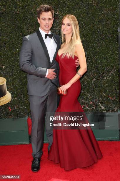 Darin Brooks and Kelly Kruger attend the 45th annual Daytime Emmy Awards at Pasadena Civic Auditorium on April 29, 2018 in Pasadena, California.