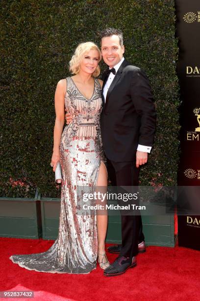 Katherine Kelly Lang and Dominique Zoida attend the 45th annual Daytime Emmy Awards at Pasadena Civic Auditorium on April 29, 2018 in Pasadena,...